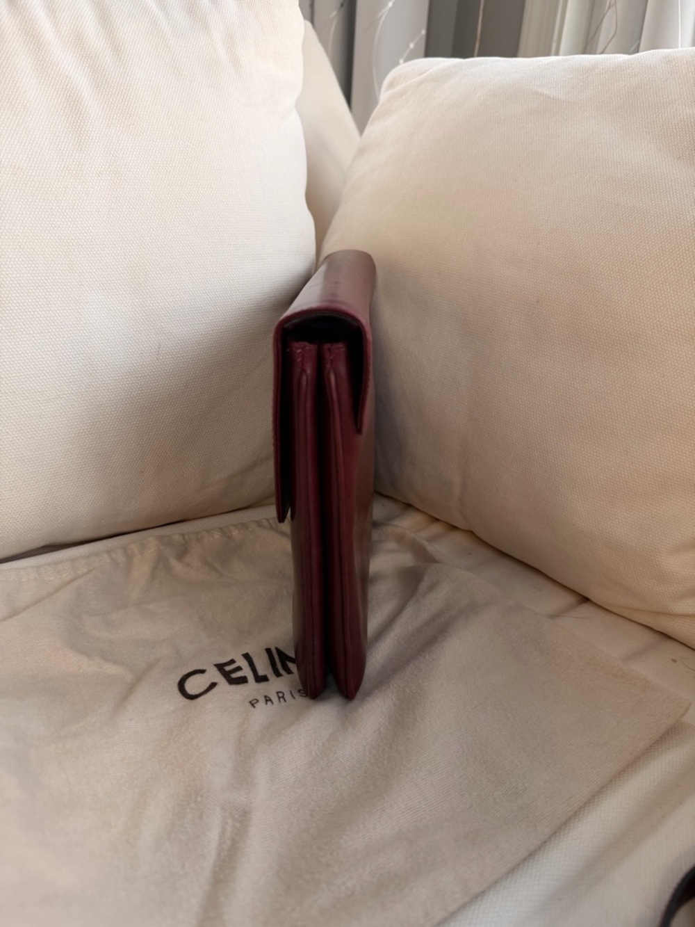 Celine Burgundy Shoulder Bag with Gold-Tone Clasp - Picture 5 of 13